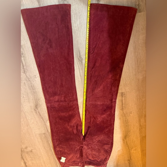 Anthropologie Burgundy Suede Flare Pants - NWT - Picture 2 of 7